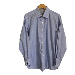 London Manner Blue Stripe Cotton Classic Dress Shirt